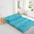 thumbnail image 4 of Gymax Floor Sofa Bed 6-Position Adjustable Sleeper Lounge Couch with 2 Pillows Blue, 4 of 10