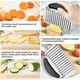 thumbnail image 6 of Large Crinkle Cutter 1 Pcs French Fry Cutter Stainless Steel Crinkle Potato Cutter Wavy Chopper Wavy Slicer Crinkle Cutting Chopping Tools with Handle for Kitchen Waffle Carrot Fruit,Black, 6 of 8