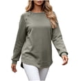thumbnail image 4 of Warop Fall Long Sleeve Shirts for Women Solid Color Crew Neck Tops Sleeves with Deco Buttons Casual Loose Sweatshirt, 4 of 7