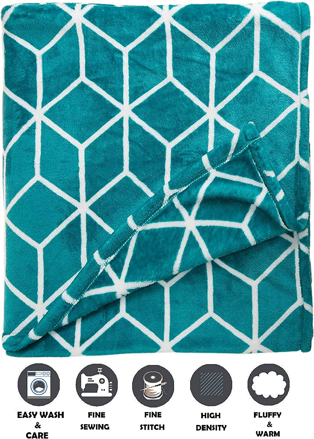 Elegant Comfort Micro Fleece Cube Pattern All Season Blanket, KingCalifornia King, Grey