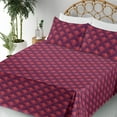 thumbnail image 3 of Ambesonne Art Deco Fitted & Flat Sheet with Sham 3 Pcs Set, Nostalgic Shell Motif 80s, Twin XL, Plum Magenta and Coral, 3 of 5