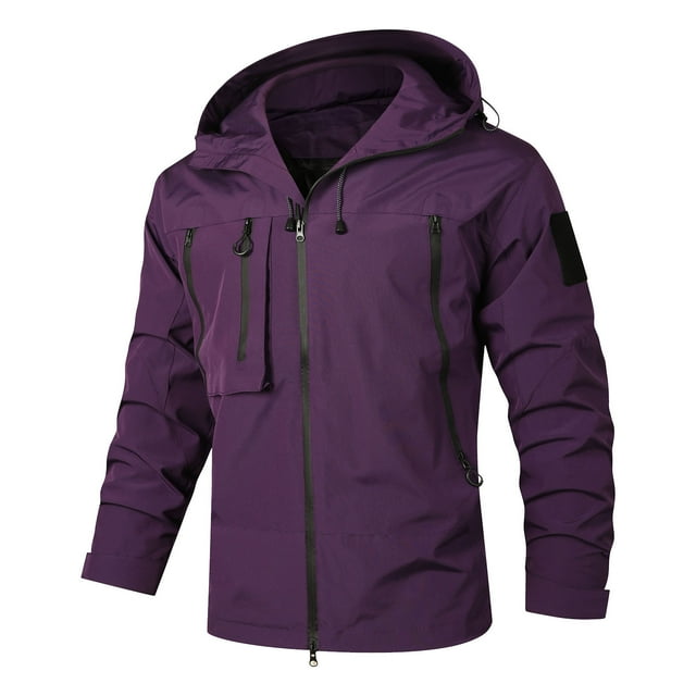 WRKEKC Coupe-Vent pour Hommes Veste Couleur Unie Randonnée Cyclisme Coupe-Vent Utilitaire pour Activités Extérieures Usage Quotidien