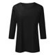 thumbnail image 3 of Top de manga tres cuartos con cuello en V para mujer, estilo casual y moderno, para el verano - Material de poliéster, ligero y transpirable - Para el día a día, actividades al aire libre y fiestas, 3 of 3