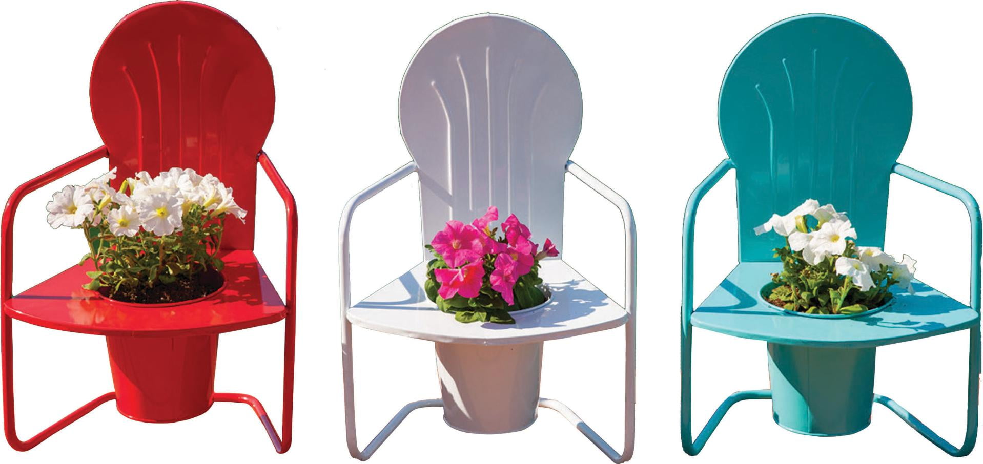 Panacea 093432866252 19 in. Retro Metal Chair Planters