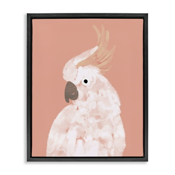 Stupell Industries Cockatiel on Pink Animals & Insects Painting Black Floater Framed Canvas Art Print Wall Art, 17 x 21