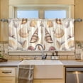 thumbnail image 2 of Yayeee Kitchen Curtains Tier Set of 2 Light Filtering 57"x36" Over Sink Window Panels, Beige Watercolor Seashells, 2 of 7