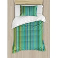 thumbnail image 1 of Abstract Duvet Cover Set Twin Size, Vertical Retro Style Thin Stripes Colorful Bands in Contrast Tones Line Artwork, Decorative 2 Piece Bedding Set with 1 Pillow Sham, Multicolor, by Ambesonne, 1 of 3