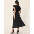 thumbnail image 4 of Unique Bargains Women's Ruffle Sleeveless Midi Dress with Tie Waist Belt M Black, 4 of 6