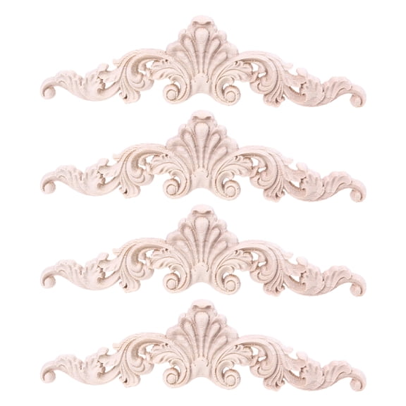 Wood Carved Decal 4pcs Door Cabinet Mirror Frame Decorative Crafts Vintage Craft