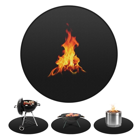 Round Fire Pit Mat, 48 Inch/ 121cm Fireproof Under Grill Mat for Outdoor Grill, 2mm Thick Circular BBQ Pad for Deck & Patio