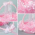 thumbnail image 4 of Flower Girl Basket 22cm x 22cm Decorative Bowknot Flower Candy Baskets Wedding Flower Basket for Party Wedding Anniversary Holiday Pink, 4 of 12