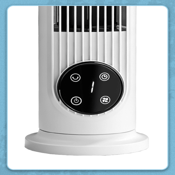 Alvantor 16-Inch Mini Tower Fan, Floor or Wall Mount, Touch Control, Remote, 3 Speeds, Oscillation, 9-Hour Timer, White