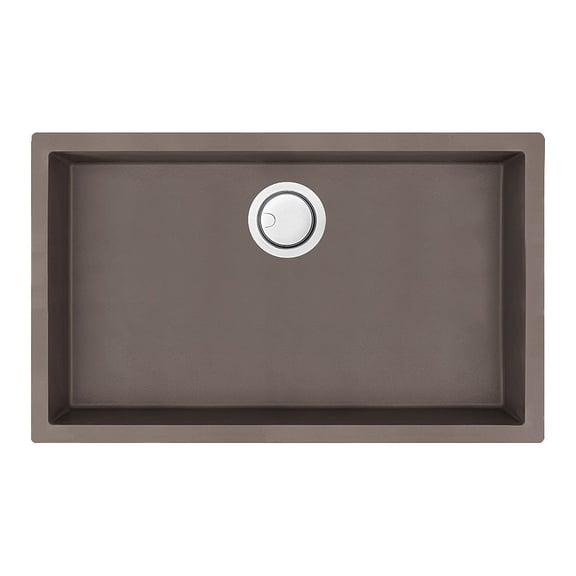 Transolid ZTSS3018-12 Zero 30in x 18in silQ Granite Integral/Dual Mount Single Bowl Kitchen Sink with 0 Holes in Espresso