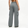 thumbnail image 6 of Hvogkswy Cargo Pants for Women Elastic Drawstring Straight Leg Loose Long Trousers Multi Pockets Solid Casual Athletic Work Pants S-3XL, 6 of 9