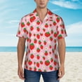 thumbnail image 2 of Xecao Hand Drawn Strawberry print Hawaiian shirt - a stylish short-sleeve button-down for men, perfect for casual beach and tropical outings., 2 of 9