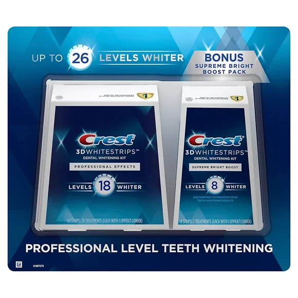 Crest 3D Whitestrips Prof. Eff. 20 Ct. + Kit de Blanchiment des Dents à la Maison 7 Ct. (Total 27 Traitements)