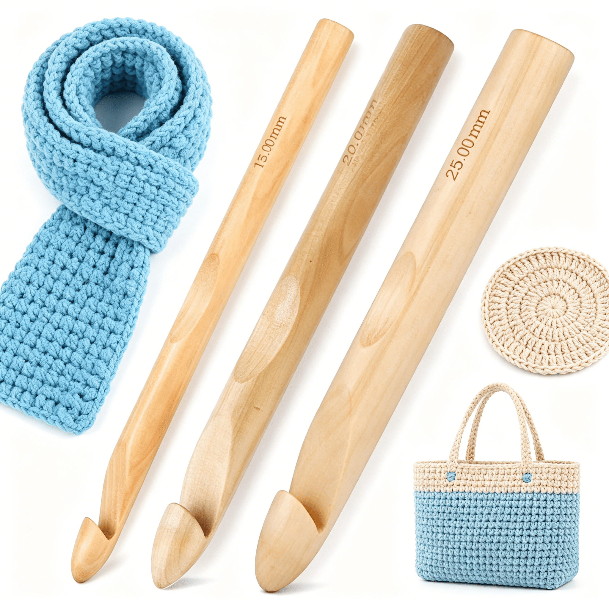 EXLEAF 2026 New Crochet Hooks High-Quality Wooden Crochet Hooks Ergonomic Lightweight Long-Lasting Large Crochet Hooks for Knitting Crocheting Diy Projects Home Crafts Handcrafts