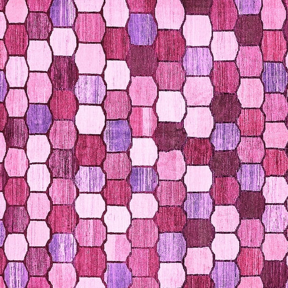 Ahgly Company Indoor Square Abstract Pink Modern Area Rugs, 7' Square