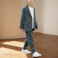 thumbnail image 6 of LADIGASU And Boys Summer Short Sleeve Lapel Sets Blouses And Casual Long Pants Baby Sport Suit Shorts, 6 of 9