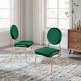 thumbnail image 2 of Side Dining Chair, Set of 2, Green, Velvet, Mid Century Kitchen Cafe Bistro Hospitality Restaurant, Modern Contemporary Boutique HB34904, 2 of 12