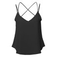 thumbnail image 1 of FashionOutfit Women's Solid V-Neck Back Cross Double Strap Woven Cami Tank Top, 1 of 1