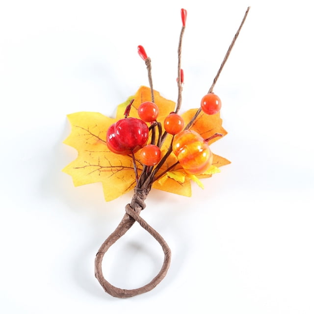Kitchen Tableware Halloween Orange Pumpkin Leaf Napkin Ring Maple Leaf Napkin Buckle Autumn Fruit Red Napkin Ring, Kitchen Tableware