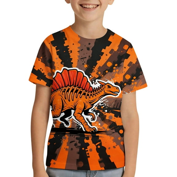 Tiijoy Toddler Boys T-Shirt Dinosaur Graphic Tee Short Sleeve Casual Tshirt, Sizes 3-4