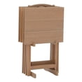 thumbnail image 1 of Linon Acacia Wood Five Piece Tray Table Set with Planked Distressed Top in Gray, 1 of 16