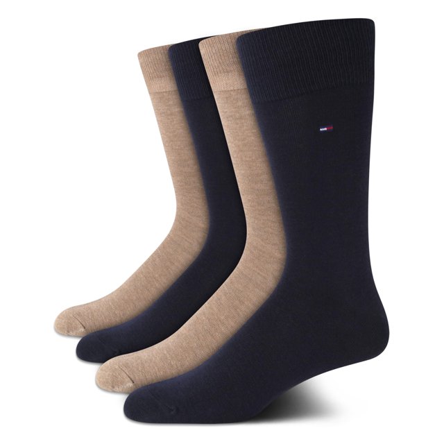 Calcetines de vestir Tommy Hilfiger, paquete de 4, cómodos y elásticos, con cuello redondo, para hombre
