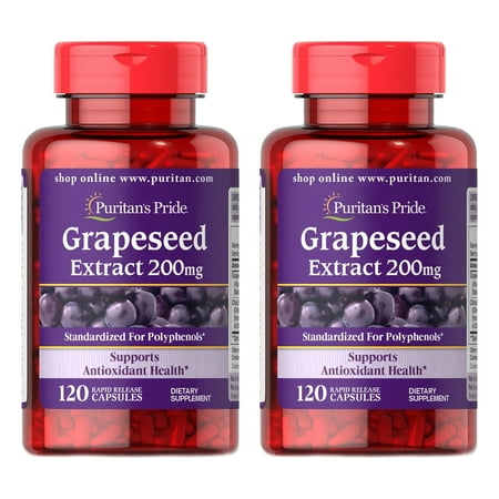 (2 pack) Puritan's Pride Grapeseed Extract 200 mg-120 Capsules