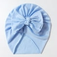 thumbnail image 2 of Splozh Baby Hats for Girls Stretchy Soft Knot Headbands with Hair Bows Head Hair Accessories for Newborn Baby Girls Infant,Light Blue,0-2 Years, 2 of 4