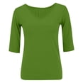 thumbnail image 6 of Sillenn Basic T Shirts Half Sleeve Tee Shirts V Neck Business Casual T-Shirts Basic Fit Tee 1/2 Sleeve Tops for Women Soft Casual Tee Round Neck Fitted Top Dressy Casual T-Shirts Green S, 6 of 7