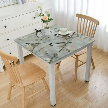 

QFMY Birds Flowers Painting Square Fitted Tablecloth 100% Polyester Fiber 36*36