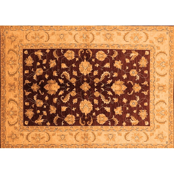 Ahgly Company Indoor Rectangle Oriental Orange Traditional Area Rugs, 7' x 10'