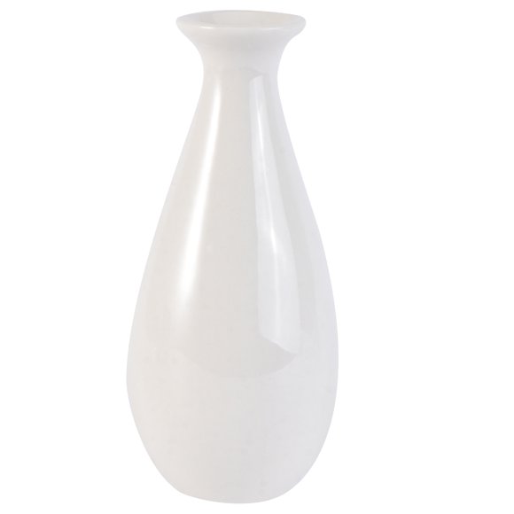 Jarrón pequeño de cerámica, florero creativo de escritorio, botella simple con forma de bala para decoración del hogar y la oficina (blanco)