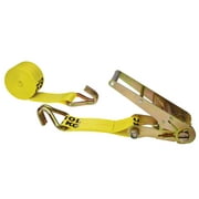 3" x 20' Yellow Ratchet Strap w/ Wire Hooks