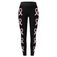 thumbnail image 4 of Kcolen Women High Waist Stretch Leggings, Pink Ribbon Print Cancer Awareness Pants, Soft Elastic Casual Workout Leggings for Women, 4 of 4