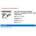 thumbnail image 2 of Rear Left Drum Brake Self Adjuster Repair Kit - Compatible with 1998 - 2003 Toyota Sienna 1999 2000 2001 2002, 2 of 2