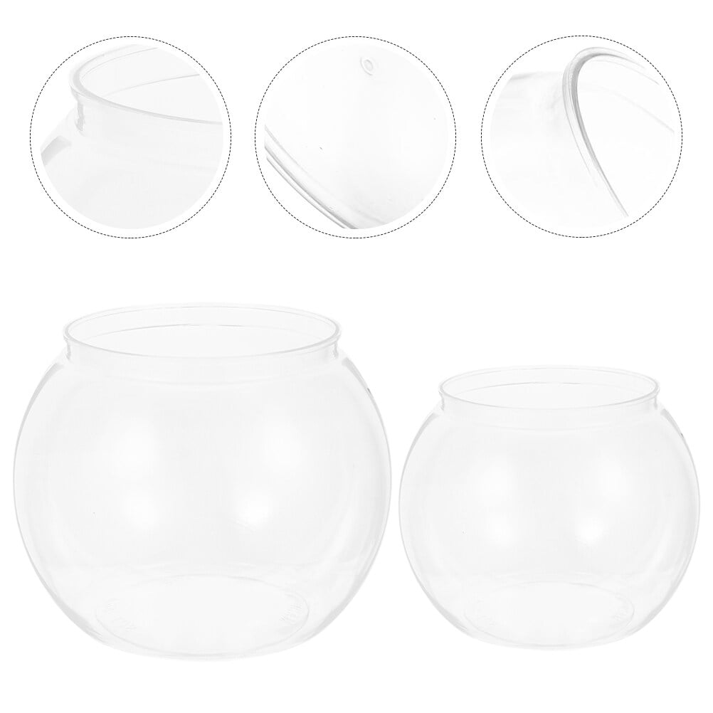 2pcs Round Reusable Transparent Desktop Goldfish Bowl Fish Bowl Plastic