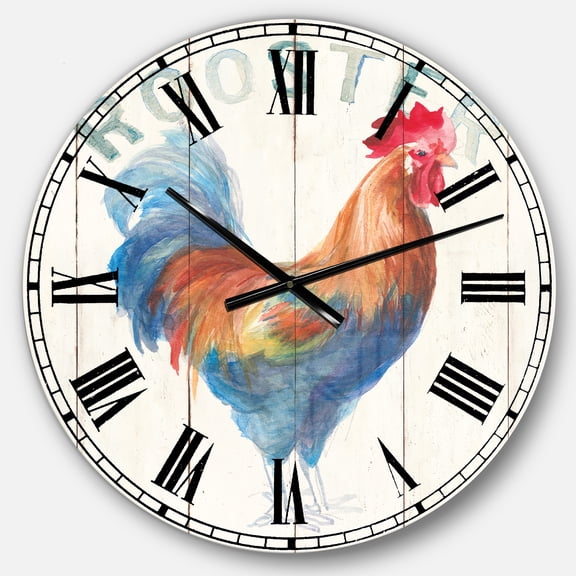 Wood Farm Roaster I' Farmhouse Oversized Metal Clock