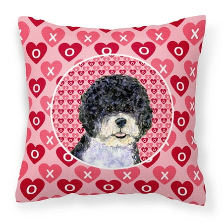 Portuguese Water Dog Hearts Love Valentine s Day Fabric Decorative Pillow SS4490PW1414 - Walmart.com