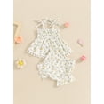 thumbnail image 5 of FEORJGP Infant Baby Girl Summer 2Pcs Outfits 0 3M 6M 12M 18M Toddler Sleeveless Camisoles Tie Strap Ruffled Hem Tops + Ruffle Shorts Set Kids Newborn Fashion Cute Casual Clothes for Daily Vacation, 5 of 8