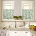 thumbnail image 4 of Flower Green Kitchen Curtains, Blue Pink Daisy Wildflower Floral Botanical 3-Piece Kitchen Curtain Valance and Tiers Set 36 Inch Length, Rod Pocket Half Window Curtains for Cafe Living Room Bathroom, 4 of 6
