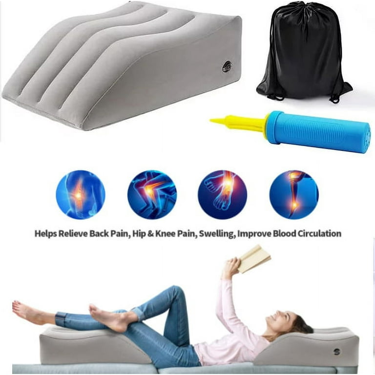 Leg Elevation Pillow Wedge - Inflatable Lifter Rest Pillow Bed Wedge  Cushion - Reduce Swelling After Surgery, Sciatica, Hip Pain & More -  Improves