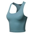 thumbnail image 2 of A2Y Women's Basic Cotton Casual Scoop Neck Cropped Racerback Tank Tops Titanium S, 2 of 5