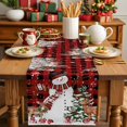 thumbnail image 4 of Christmas Snowman Cotton Linen Table Runner Pine Tree Leaf Deer Xmas Balls Red Black Plaid Dining Table Runners for Home Decor Party Dining Room Restaurant Kitchen Party 13" x 48", 4 of 9