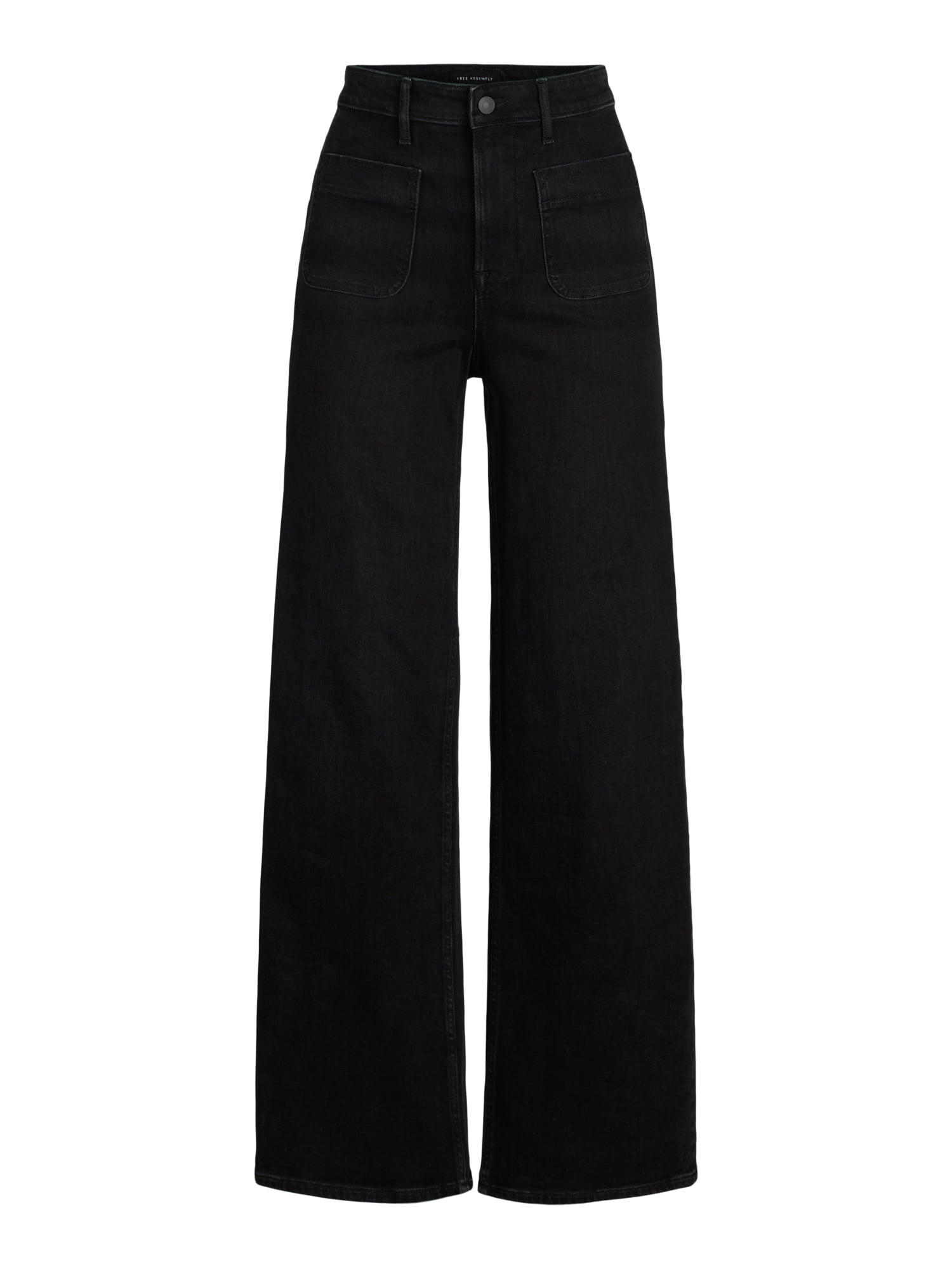 Free Assembly Women's and Women's Plus Wide Leg Jeans with Patch Pockets, 30", 32", and 34" Inseams, Sizes 0-26W