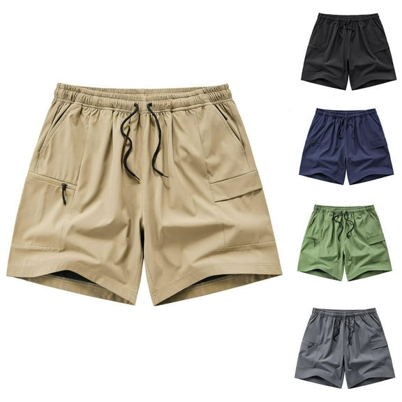 WRKEKC Mens Casual Shorts, Summer Shorts for Men, Men's Stretch Cargo Shorts Casual Drawstring Classic Summer Short with Multi Pockets L