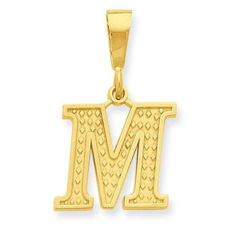 14k Yellow Gold Initial M Charm Pendant