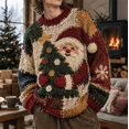 thumbnail image 5 of CONZONE Mens Christmas Sweaters Funny Santa Claus Embroidery Long Sleeve Knit Sweatshirt Crewneck Warm Fall Winter Pullover Knitwear, 5 of 6
